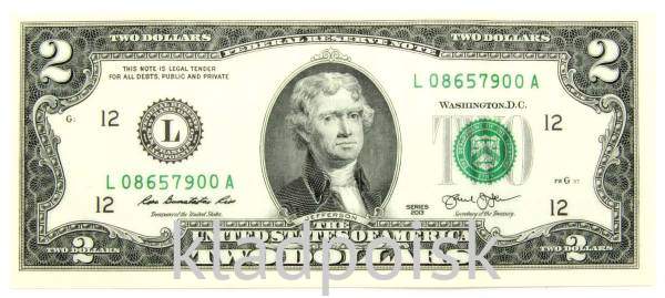 Банкнота 2 доллара США 2013 года, L - Сан-Франциско