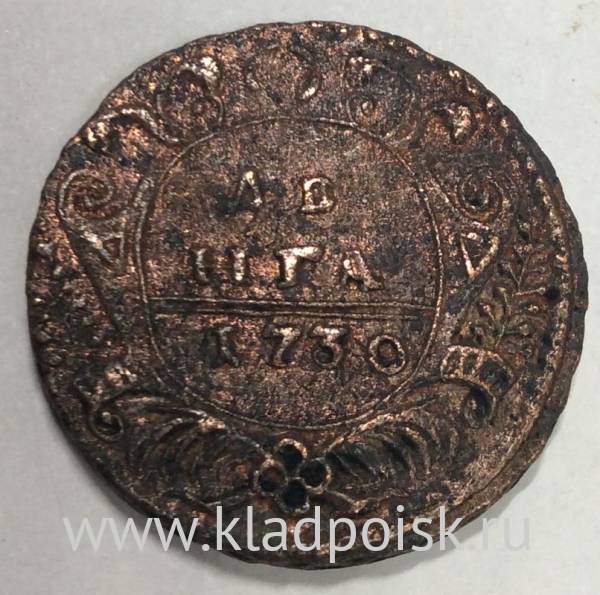 Монета 1 денга 1730 года, Российская Империя, Анна Иоановна