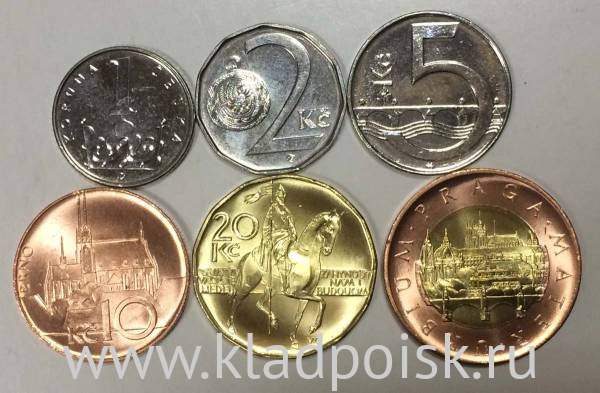 Набор монет Чехии 2009-2014 гг., 6 монет Набор монет Чехии 2009-2014 гг., 6 монет