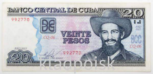 Банкнота 20 песо 2015 года Куба Банкнота 20 песо 2015 года Куба