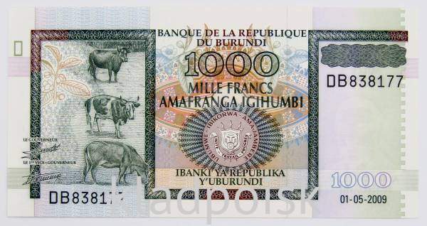 Банкнота 1000 франков Бурунди 2009 года