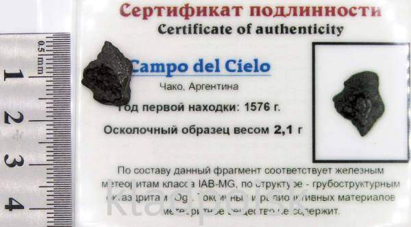 Осколок метеорита Campo del Cielo, арт 17
