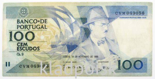 Банкнота 100 эскудо 1998 года Португалия