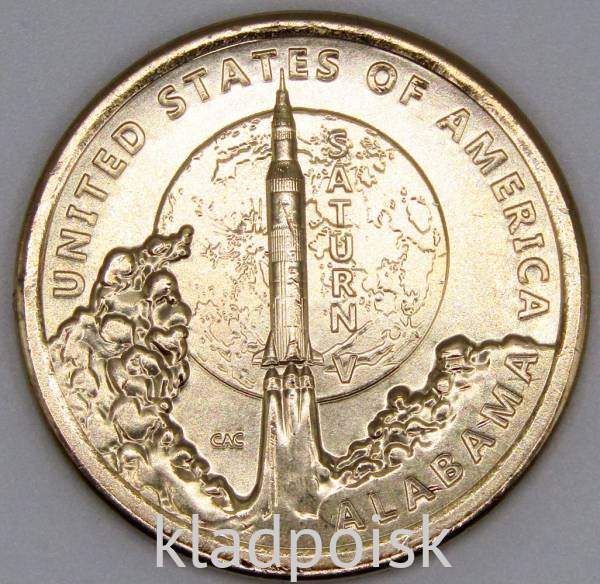 Монета 1 доллар США ракета Сатурн V серии Американские инновации и новаторы (2024) P Монета 1 доллар США ракета Сатурн V серии Американские инновации и новаторы (2024) P