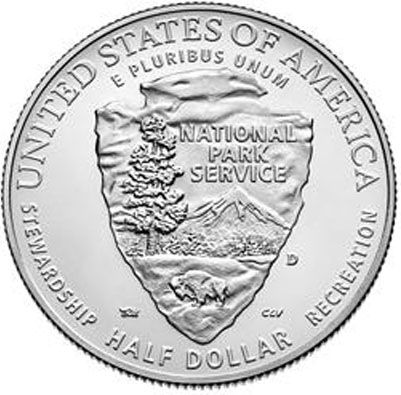 Монета 50 центов США 2016 года 100 лет со дня создания Службы национальных парков