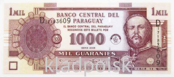 Банкнота 1000 гуарани 2005 года Парагвай