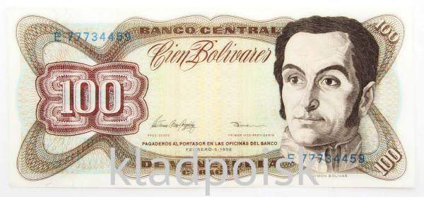 Банкнота Венесуэла 100 боливаров 1998 года