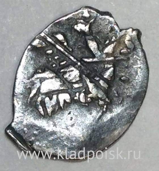 Копейка серебро Михаил Фёдорович (чешуя), 1613-1645 гг. НГ - Новгородский денежный двор