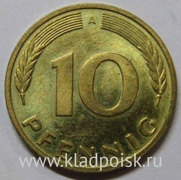 Монета 10 пфеннигов Германия 1992 (A)