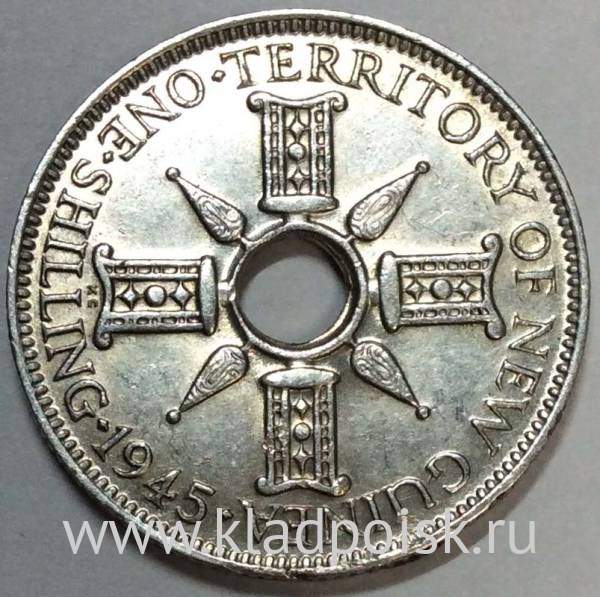 Монета 1 шиллинг 1945 года Новая Гвинея Британская Монета 1 шиллинг 1945 года Новая Гвинея Британская
