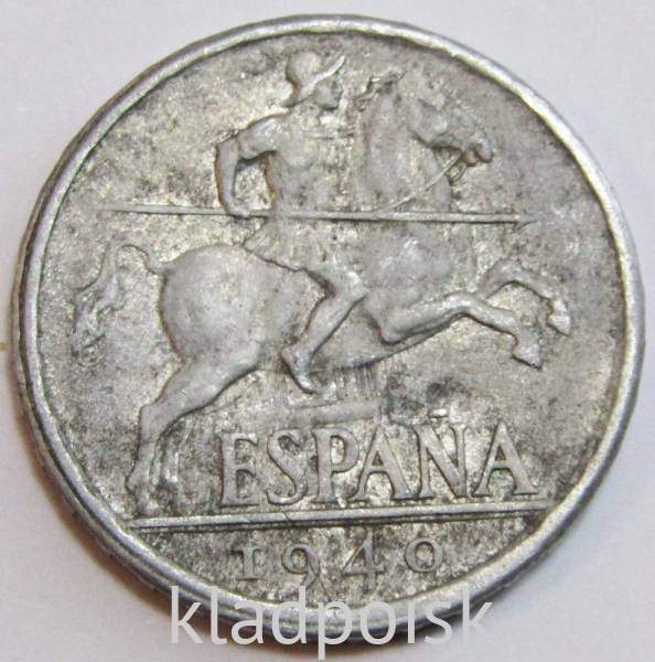 Монета 10 сентимо Испания 1940 год Монета 10 сентимо Испания 1940 год