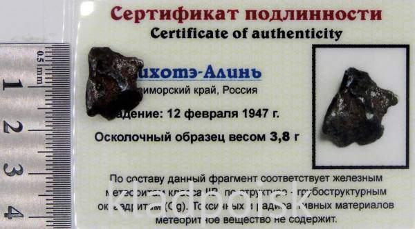 Осколок метеорита Сихотэ-Алинь арт 32