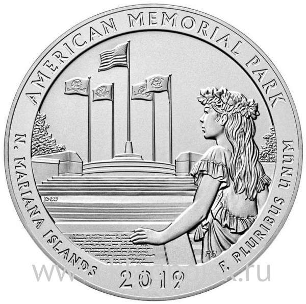 Монета 25 центов США Американский мемориальный парк (2019) S