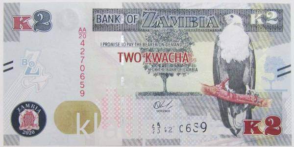Банкнота Замбия 2 квач 2022