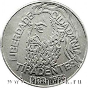 Монета Бразилия 5000 Крузейро 1992  Тирадентис