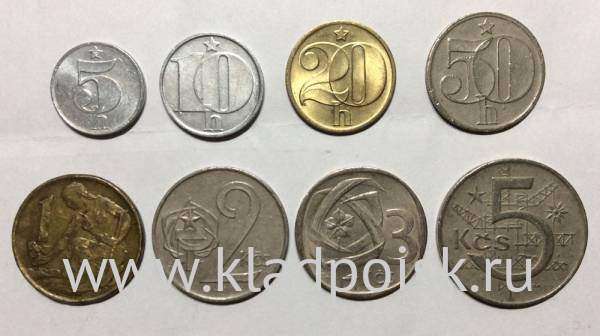 Набор монет Чехословакии 1961-1990 гг - 8 монет