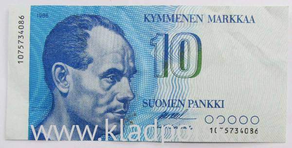 Банкнота 10 марок 1986 года Финляндия, арт 3