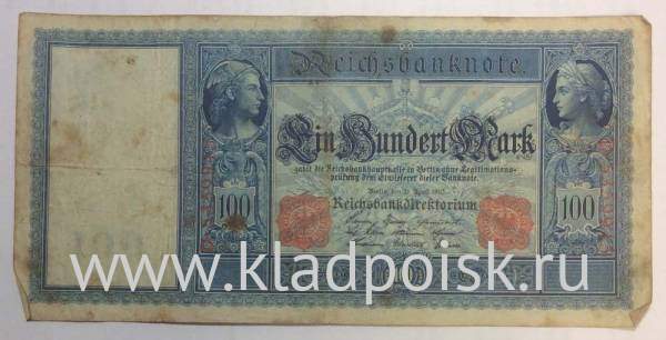 Банкнота 100 марок 1910 года - Германия, арт 2