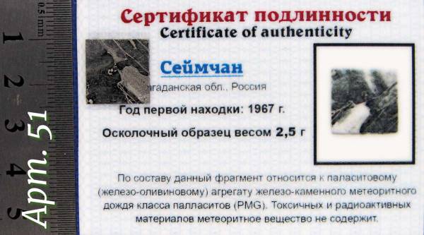 Спил метеорита Сеймчан арт 51 Спил метеорита Сеймчан арт 51