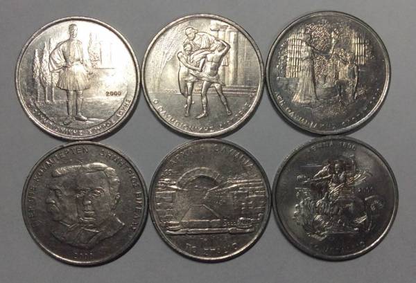 Набор юбилейных монет Греции 2000 года XXVIII летние Олимпийские Игры, Афины 2004, 6 монет