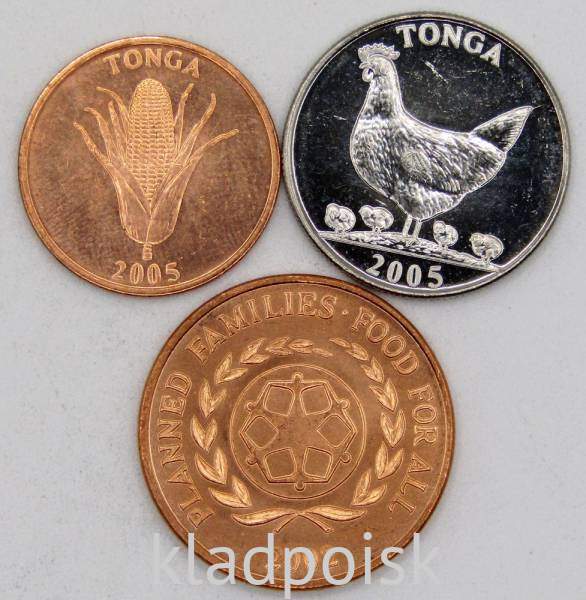 Набор монет Тонга 2002-2005 гг, 3 монеты