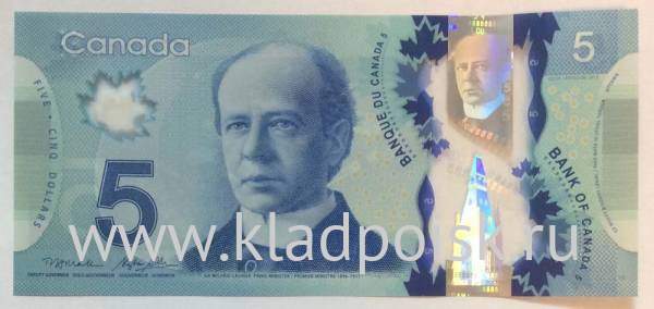 Полимерная банкнота 5 долларов 2013 Канада