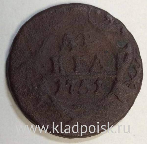 Монета 1 денга 1751 года, Российская Империя, Елизавета I, арт 2 Монета 1 денга 1751 года, Российская Империя, Елизавета I, арт 2