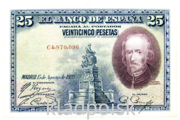 Банкнота 25 песет 1928 года Испания