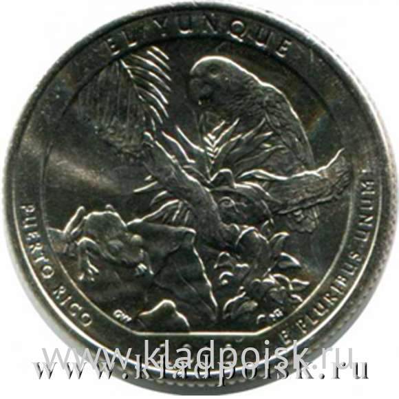 Монета 25 центов Национальный лес Эль-Юнке, монетный двор P