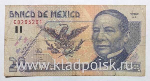 Банкнота Мексика 20 песо 1994-1999 гг
