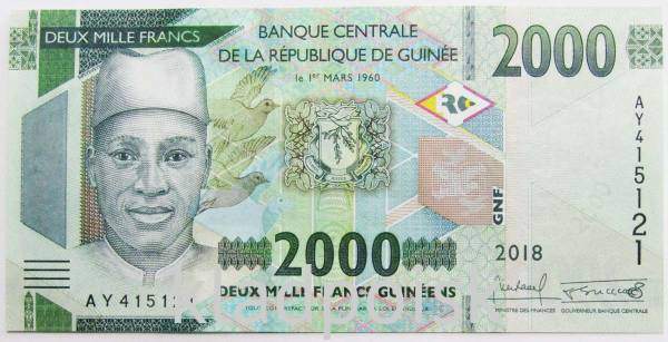 Банкнота Гвинея 2000 франков 2018 года