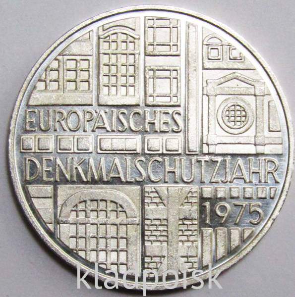 Монета 5 марок 1975 года Европейский год охраны памятников Монета 5 марок 1975 года Европейский год охраны памятников
