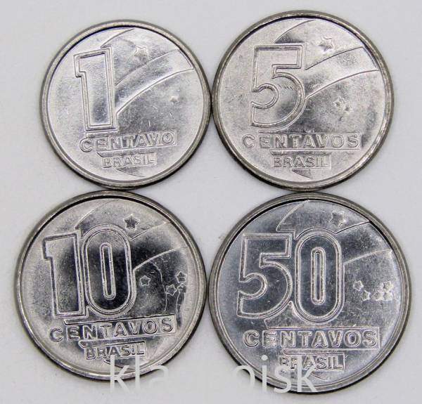 Набор регулярных монет Бразилии 1989-1990 гг, 4 монеты