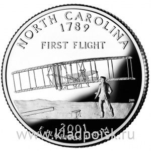 Монета 25 центов Штат Северная Каролина