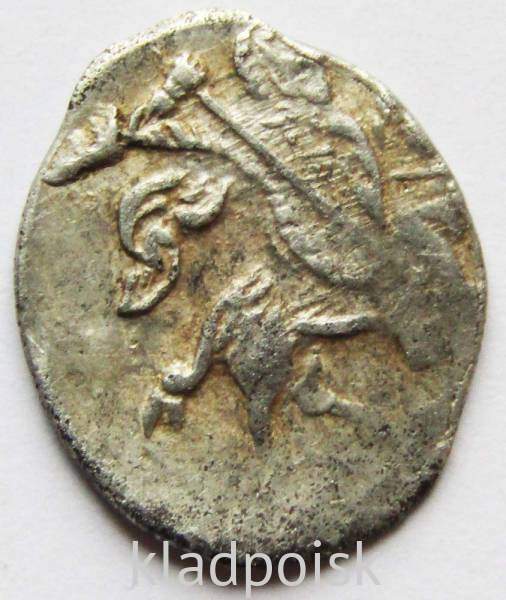 Копейка (чешуя) серебро Иван IV Васильевич Грозный 1533-1584 гг., Псков, ИВ-Р 4 строчки Копейка (чешуя) серебро Иван IV Васильевич Грозный 1533-1584 гг., Псков, ИВ-Р 4 строчки