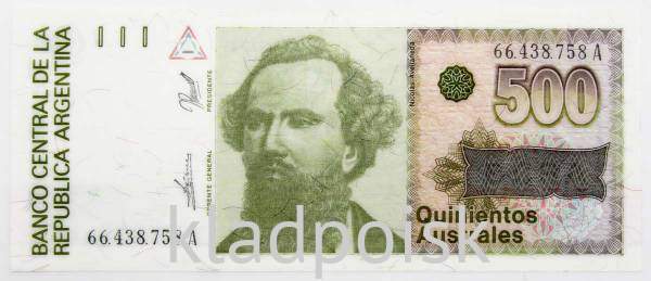 Банкнота 500 аустралей 1990 года - Аргентина