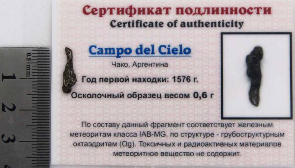 Осколок метеорита Campo del Cielo, арт 13 Осколок метеорита Campo del Cielo, арт 13