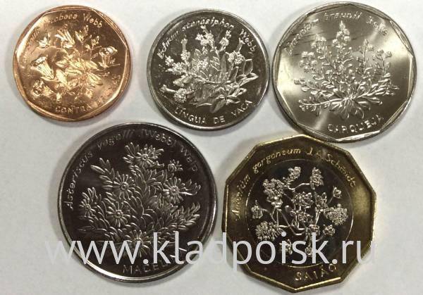Набор монет Кабо-Верде Растения 1994, 5 монет