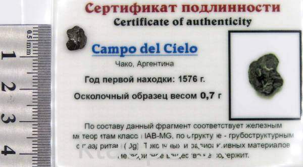 Осколок метеорита Campo del Cielo, арт 31