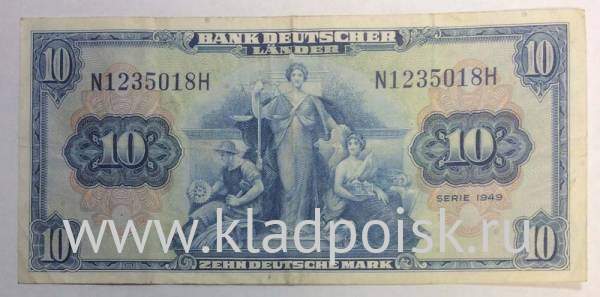 Банкнота 10 марок ФРГ 1949 года Банкнота 10 марок ФРГ 1949 года