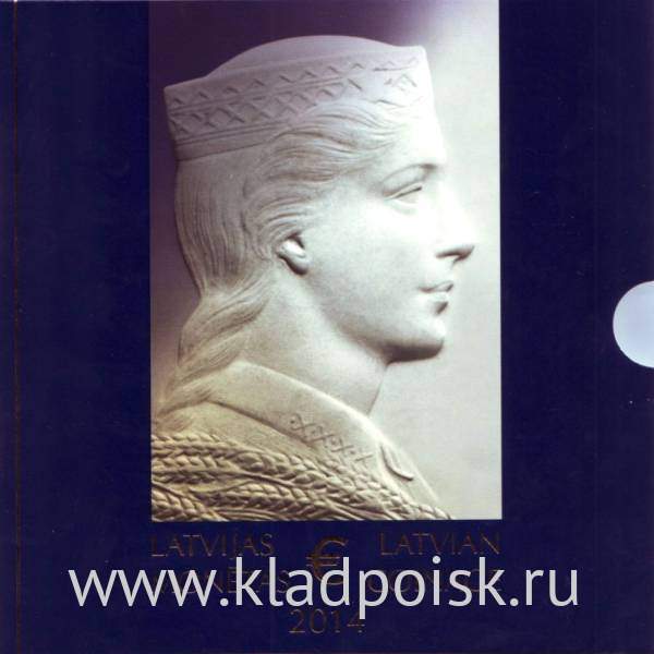 Официальный годовой набор Евро монет Латвия 2014 в буклете