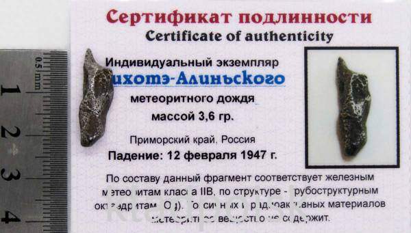 Индивидуальный экземпляр Сихотэ-Алиньского метеоритного дождя (арт 22)
