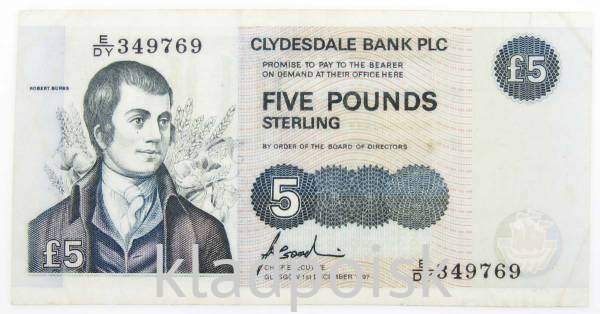 Банкнота 5 фунтов 1996 года Шотландия