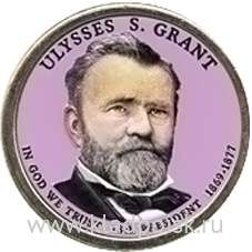 Монета с цветным изображением 1 доллар США (2011) 18-ый Президент Улисс Грант