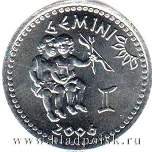 Монета 10 шиллингов Сомалиленд Знаки Зодиака – Близнецы Монета 10 шиллингов Сомалиленд Знаки Зодиака – Близнецы