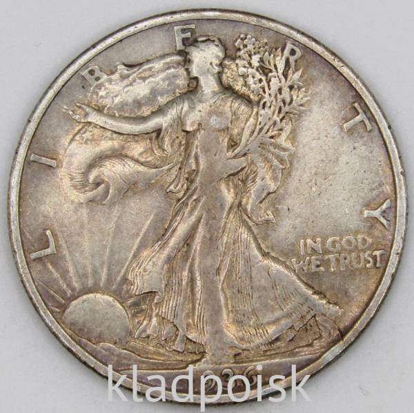 Монета 50 Центов США «Шагающая свобода» 1936 Серебро 900 пробы Монета 50 Центов США «Шагающая свобода» 1936 Серебро 900 пробы