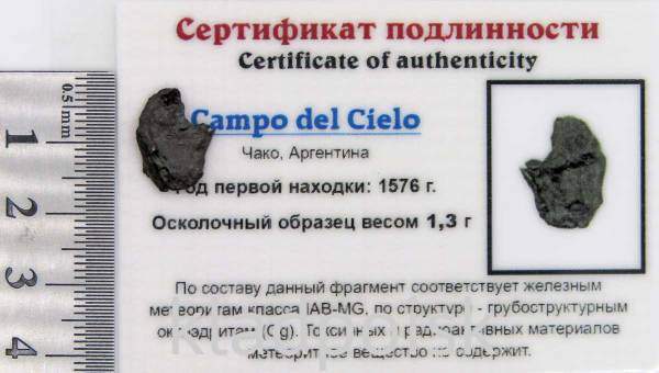 Осколок метеорита Campo del Cielo, арт 30