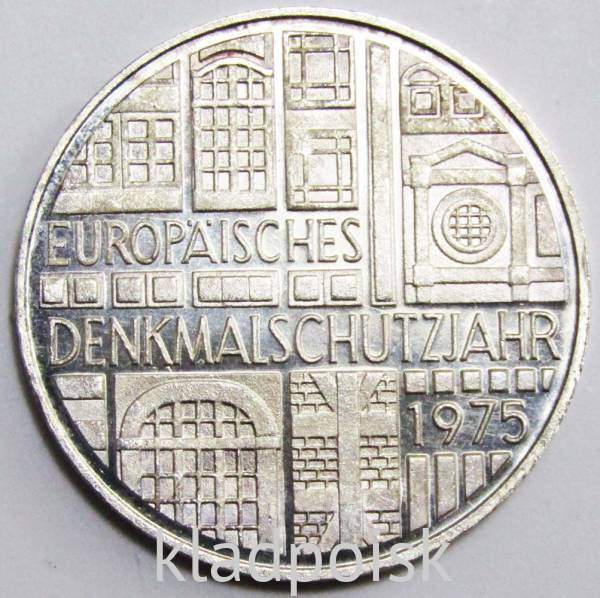 Монета 5 марок 1975 года Европейский год охраны памятников, арт 2 Монета 5 марок 1975 года Европейский год охраны памятников, арт 2