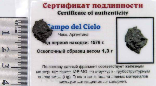 Осколок метеорита Campo del Cielo, арт 39