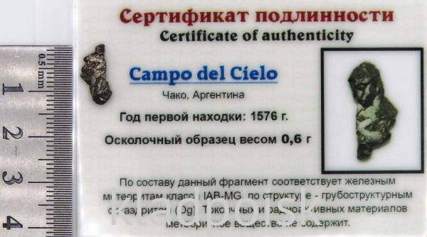 Осколок метеорита Campo del Cielo, арт 38